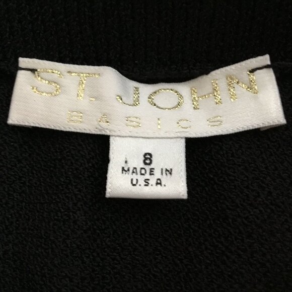 ST. JOHN Collection Santana Knit Knee Basic Straight Skirt S8 Black Classic - Picture 2 of 5